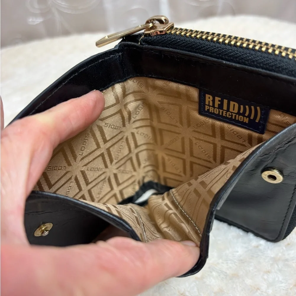 Lodis Black Leather Zip Around RFID Protection Wallet